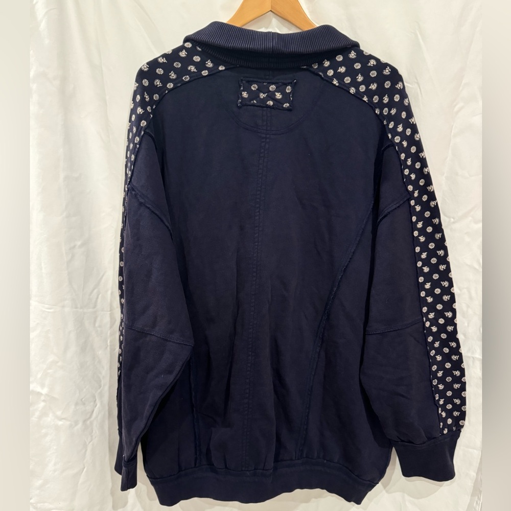 Free People Heritage Track Jacket Blue Women’s Large Preppy Oversized - Picture 5 of 7